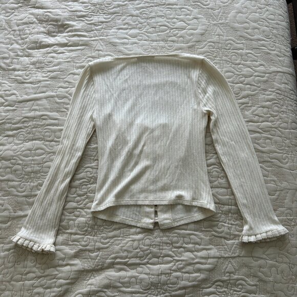Reformation White Ribbed Button-Up Blouse - Picture 4 of 6